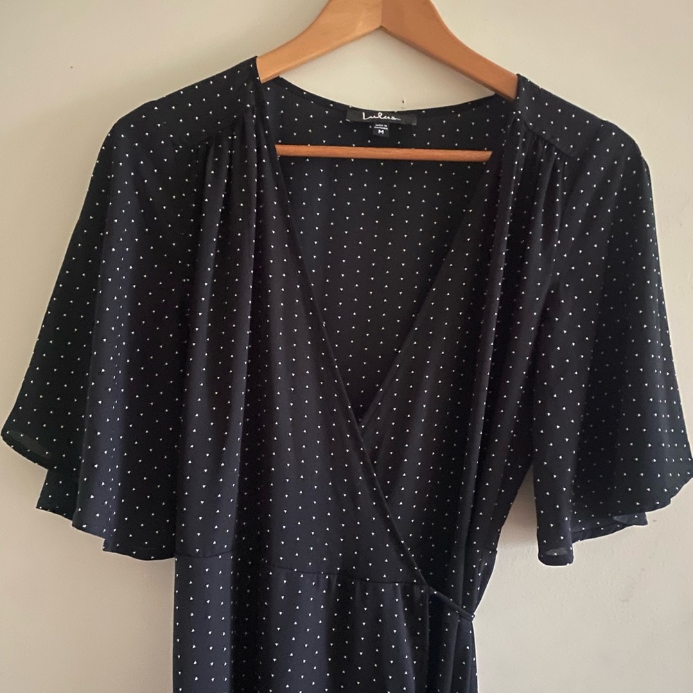Lulus Farah Black Print Midi Wrap Dres - Picture 7 of 8